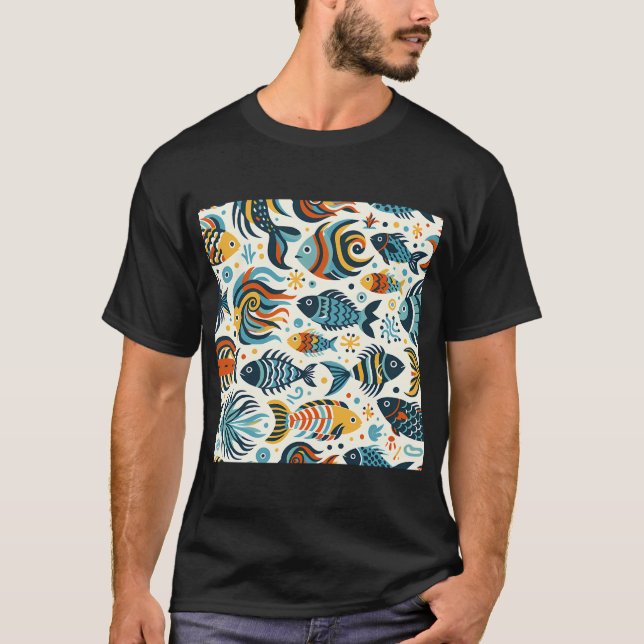 Fiskmönster T Shirt (Framsida)