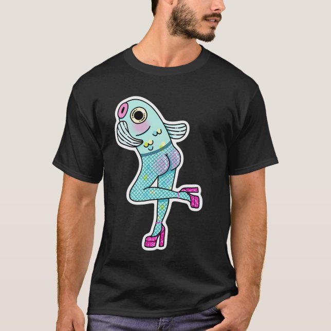 Fisknät (Omvänd Syrén) Rosa Version T Shirt (Framsida)