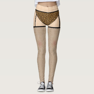 Fisknätslager och leopard Skin Leggings