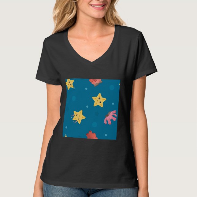 Fiskningsrör Svamp Vektor Mönster  T Shirt (Framsida)