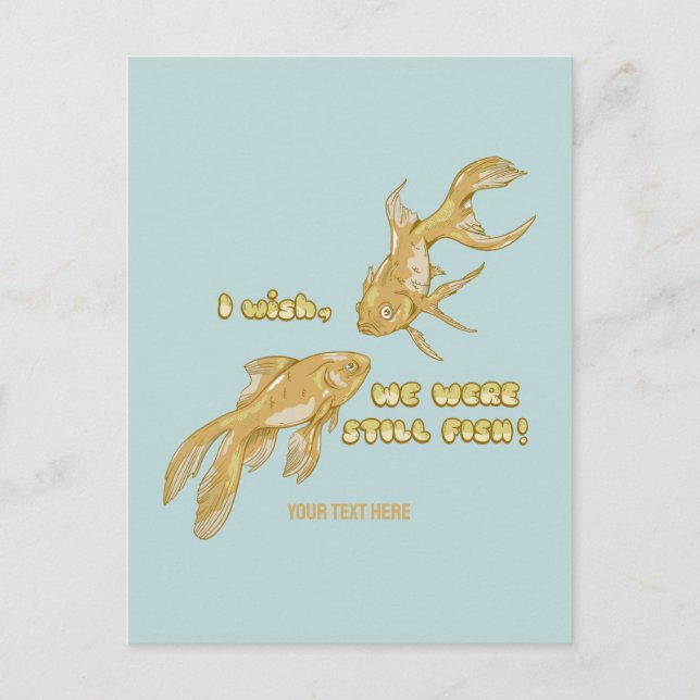 Fiskodling, rolig guldfisk vykort (Framsida)