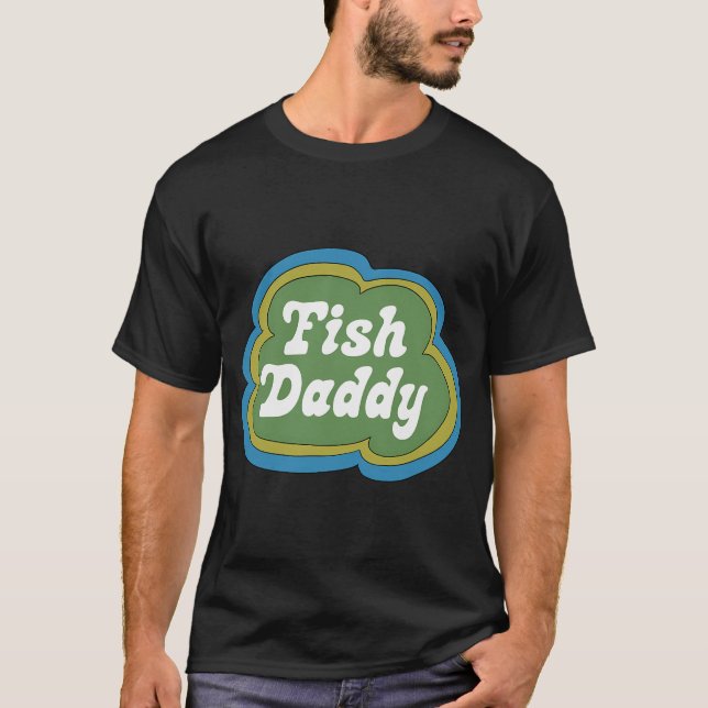 Fiskpappa (grön på blå) t shirt (Framsida)