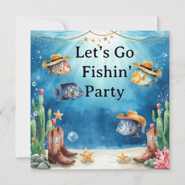 Fiskparty Texas tema Inbjudningar (Framsida)