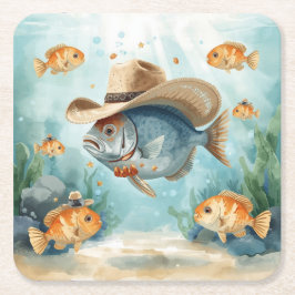 Fiskparty Texas tema Underlägg Papper Kvadrat