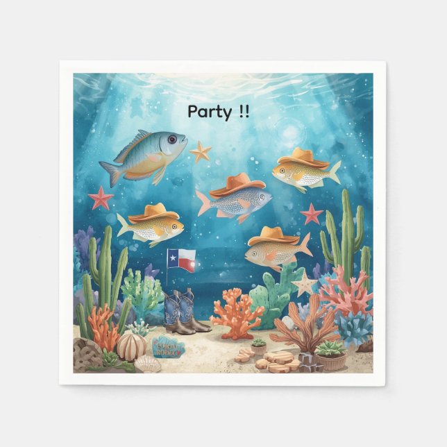 Fiskparty Texas-tematisk servett (Framsidan)
