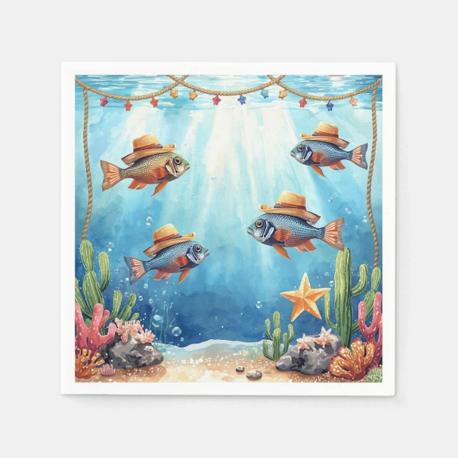 Fiskparty Texas-tematisk servett (Framsidan)