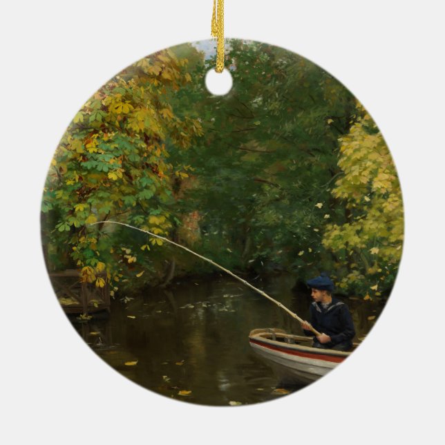 Fiskpojke (av Hans Andersen Brendekilde) Julgransprydnad Keramik (Baksidan)