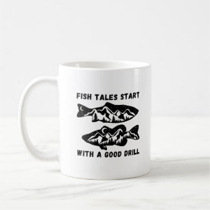 Fiskpratet börjar med en Bra borr Isfiske Kaffemugg