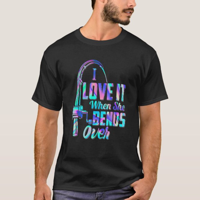 Fiskpresenter för män Jag älskar det när hon böjer T Shirt (Framsida)