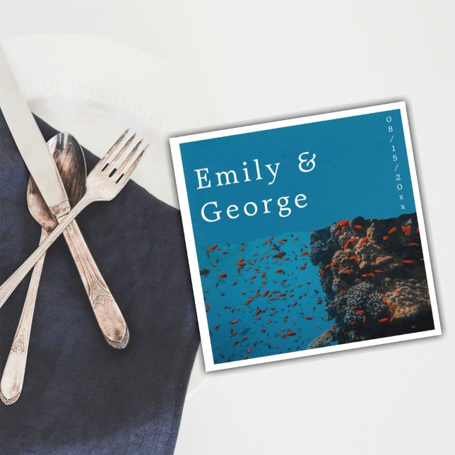 Fiskrev under havets havsområde Beach bröllop Pappersservett (Skapare uppladdad)