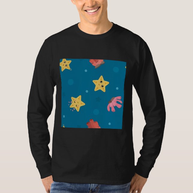 Fiskrörssvamp Vektor Mönster  T Shirt (Framsida)