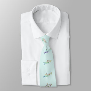 Fisksimmande Färgad Mönster Art 2 Necktie Slips