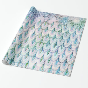 Fiskskalor i Iridescent teal Sjöjungfru Glitter Presentpapper