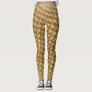 Fiskskalor i Sjöjungfrun glitter Guld Leggings