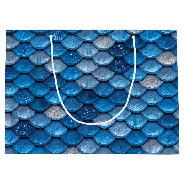 Fiskskalor i Sjöjungfrun Iridescent Blue Glitter S (Framsidan)