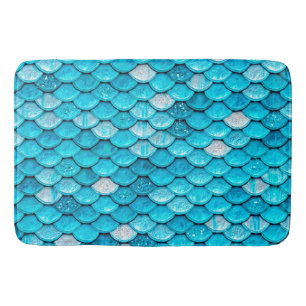 Fiskskalor i Sjöjungfrun Iridescent Blue Glitter S Badrumsmatta