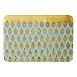 Fiskskalor i Sjöjungfrun Shiny Blue Teal Glitter Badrumsmatta