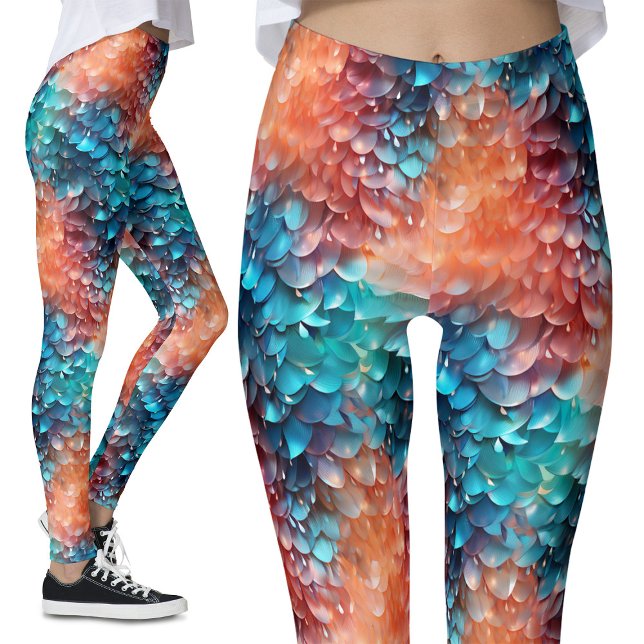 Fiskskalor, Sjöjungfru Svan Pastel Sparkles Fantas Leggings (Skapare uppladdad)