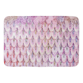 Fiskskalor vid rosa Glitter Sjöjungfru Badrumsmatta