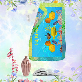 Fiskskola i blåhavskoraller 1:a födelsedag bebisfilt