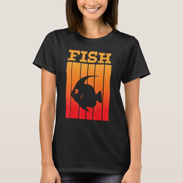 Fiskskugga Siluett Vid Solnedgång T Shirt (Framsida)