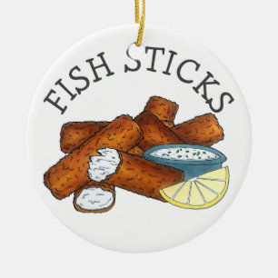 Fisksticks Fisksticks Fiske Finger Tartar Sauce Julgransprydnad Keramik