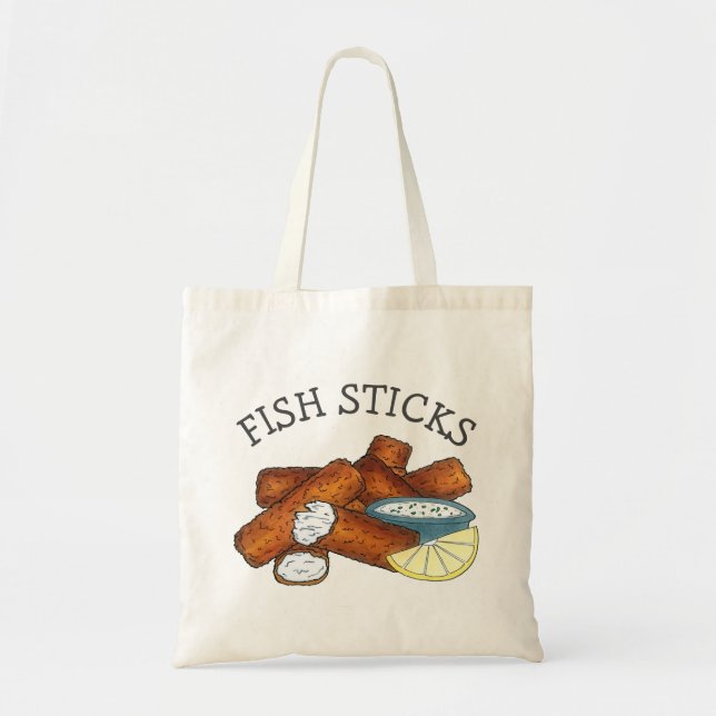 Fisksticks Fisksticks Fiske Finger Tartar Sauce Tygkasse (Framsidan)