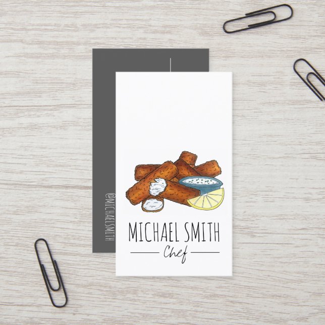 Fisksticks Fisksticks Fiske Finger Tartar Sauce Visitkort (Fram/Back In Situ)