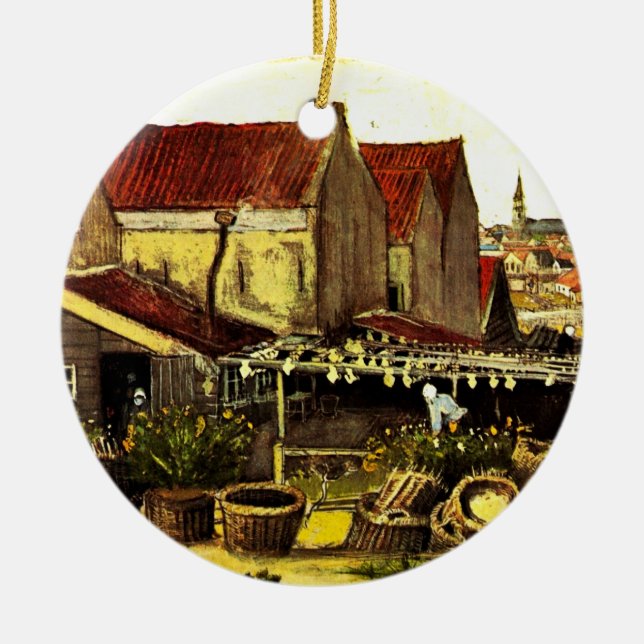 Fiskstugor av Vincent van Gogh Julgransprydnad Keramik (Framsidan)