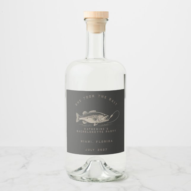 Fisktematisk Anpassad Fisketjej Bröllopsfest Spritflaskor Etikett (Framsida)