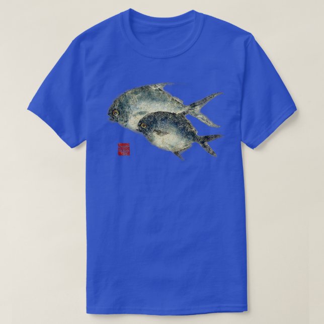 Fiskutskrift Original Art Gyotaku Florida Pompano T Shirt (Design framsida)