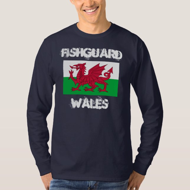 Fiskvakt, Wales med walesisk flagga T-shirt (Framsida)