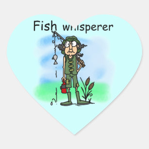 FiskWhisperer Hjärtformat Klistermärke