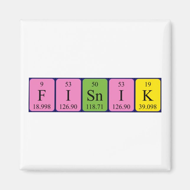 Fisnik periodiskt bord namn magnet (Framsidan)