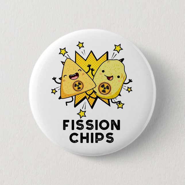 Fission Chip Funny Physics Food Pun Knapp (Framsida)