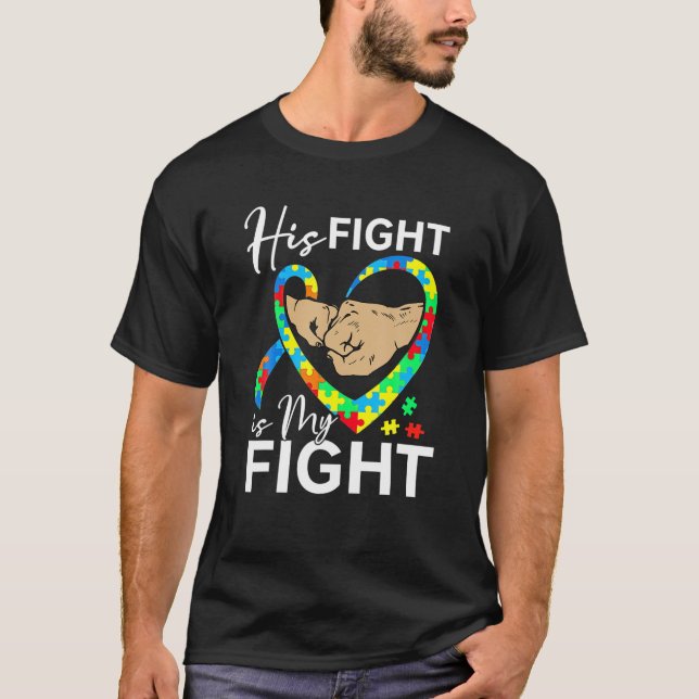 Fist bump Ribbon Pusle Hans Fight My Fight Autism T Shirt (Framsida)