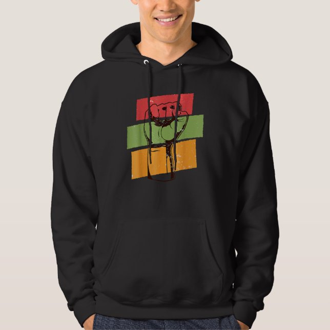 Fist Hand Black History Month Afro African Pride M Hoodie (Framsida)