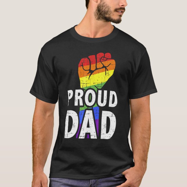 Fist Rainbow Proud Pappa Gay pride Lgbtq Far D T Shirt (Framsida)
