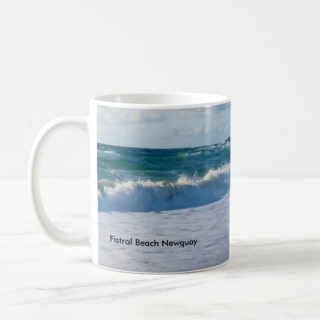 Fistral Beach Newquay Cornwall England Kaffemugg (Vänster)