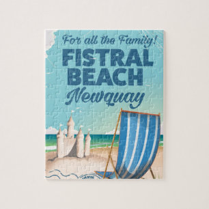 Fistral Beach Newquay Vintage resor poster Pussel