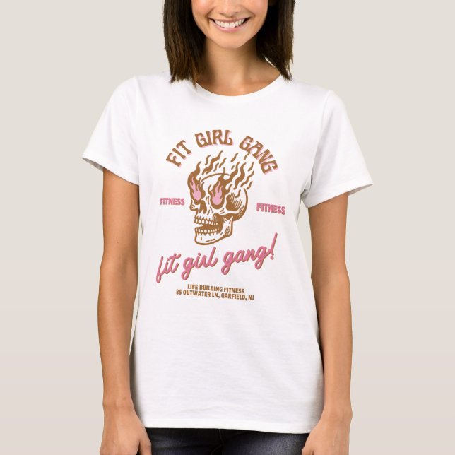 Fit Girl Gang - Skull- Brown och Rosa T T Shirt (Framsida)