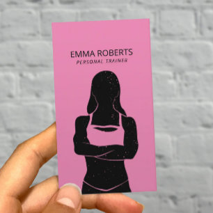 Fit Girl Personal Trainer Black & Rosa Fitness Visitkort
