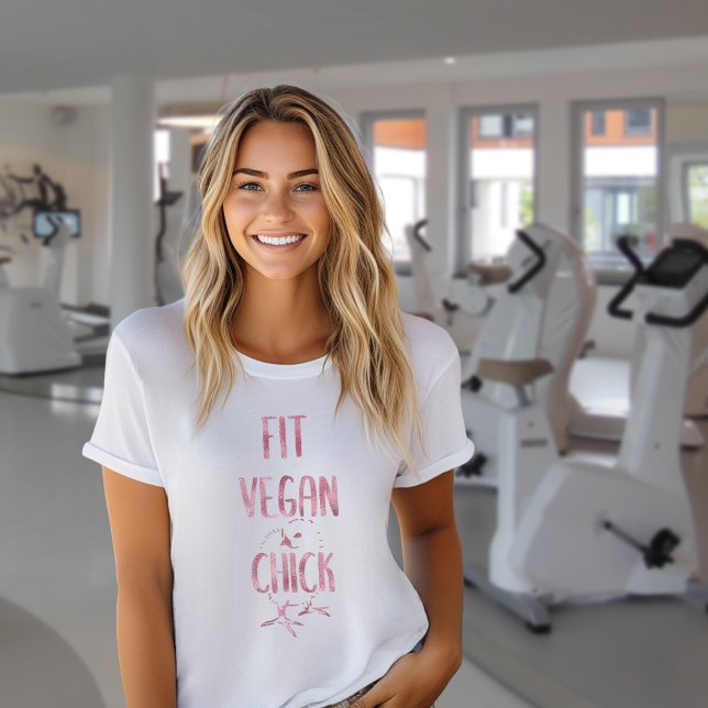 Fit Vegan Chick, Rosa Foil Fitness T Shirt (Skapare uppladdad)