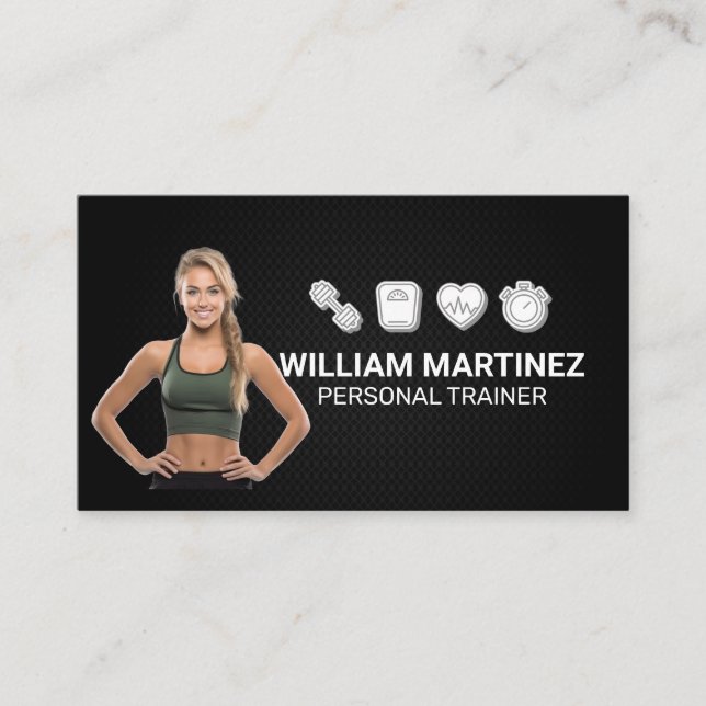 Fit Woman Smiling | Fitness-ikoner Visitkort (Framsida)
