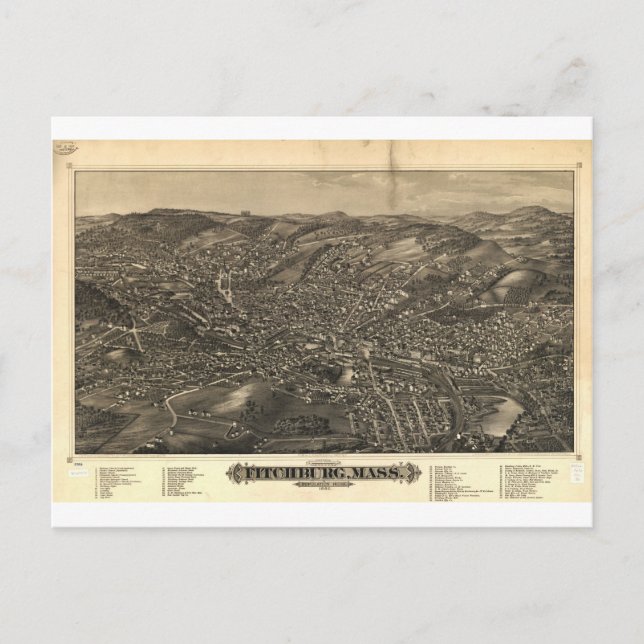 Fitchburg, Massachusetts 1882 Vykort (Framsida)