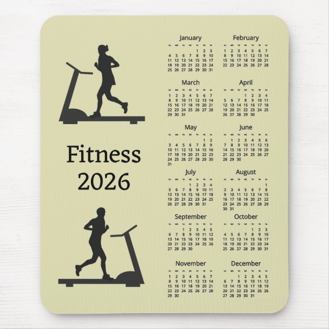 Fitness 2026 Kalender Musmattor (Framsidan)