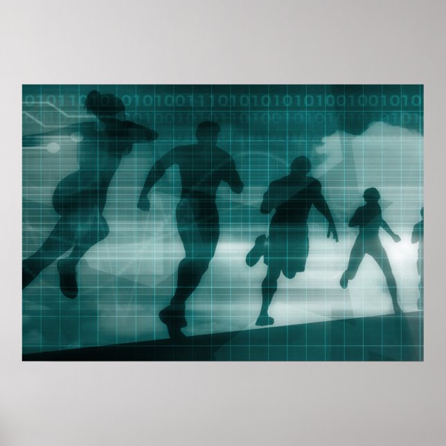 Fitness App Tracker Software Silhouette Illustrati Poster (Framsidan)
