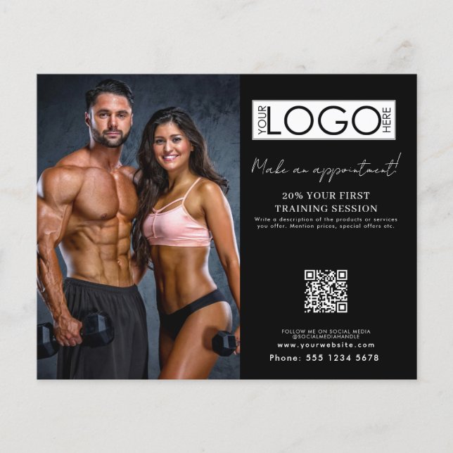 Fitness Appointment Personal Trainer Business Logo Flygblad (Framsidan)