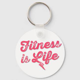 Fitness är Life Shock rosa Fitness Motivation Nyckelring