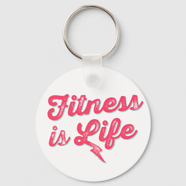 Fitness är Life Shock rosa Fitness Motivation Nyckelring (Framsida)